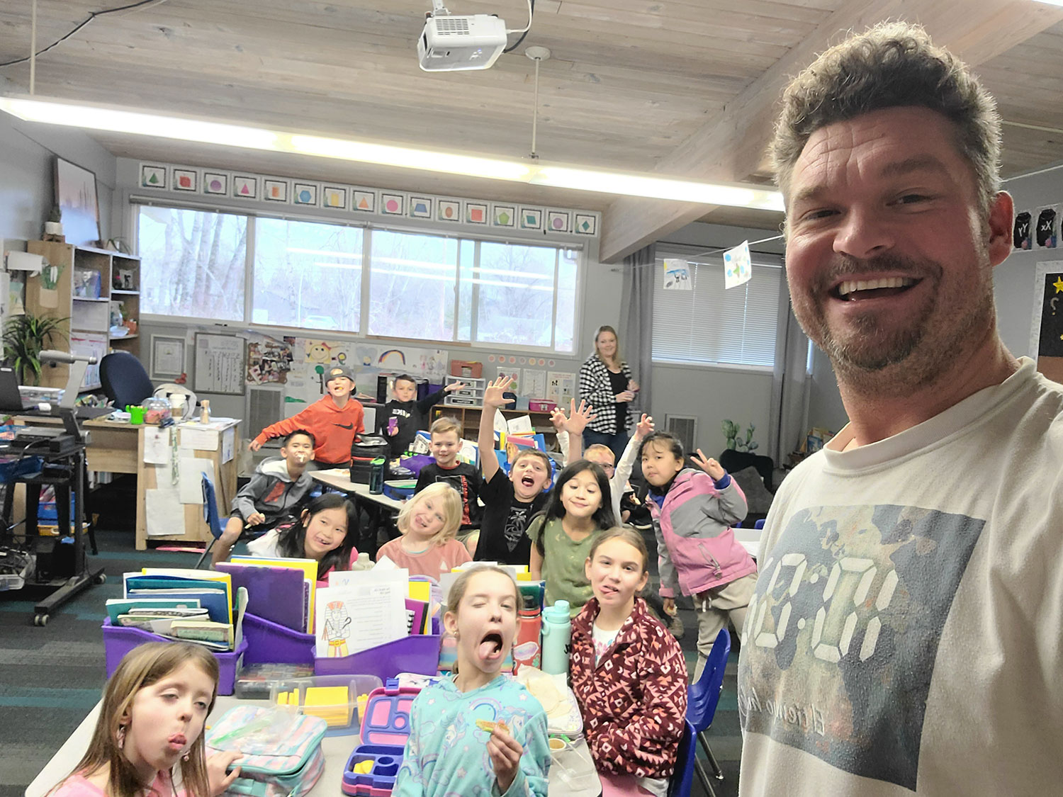 Skye Luke at his son's school